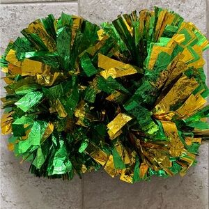 Green and Gold Party Pom Poms